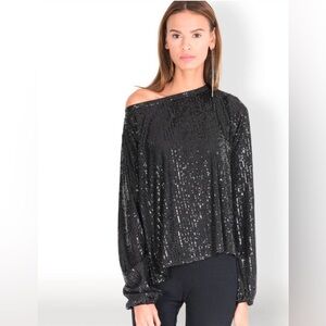 NWT!! MUCHE ET MUCHETTE FERILL SEQUINS TOP - ONE SIZE Black